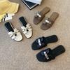 666-8 Lazy People Wear Casual Cool Slippers 2025 New Summer Metal Buckle Light Flat Bottom Seaside Beach Mop