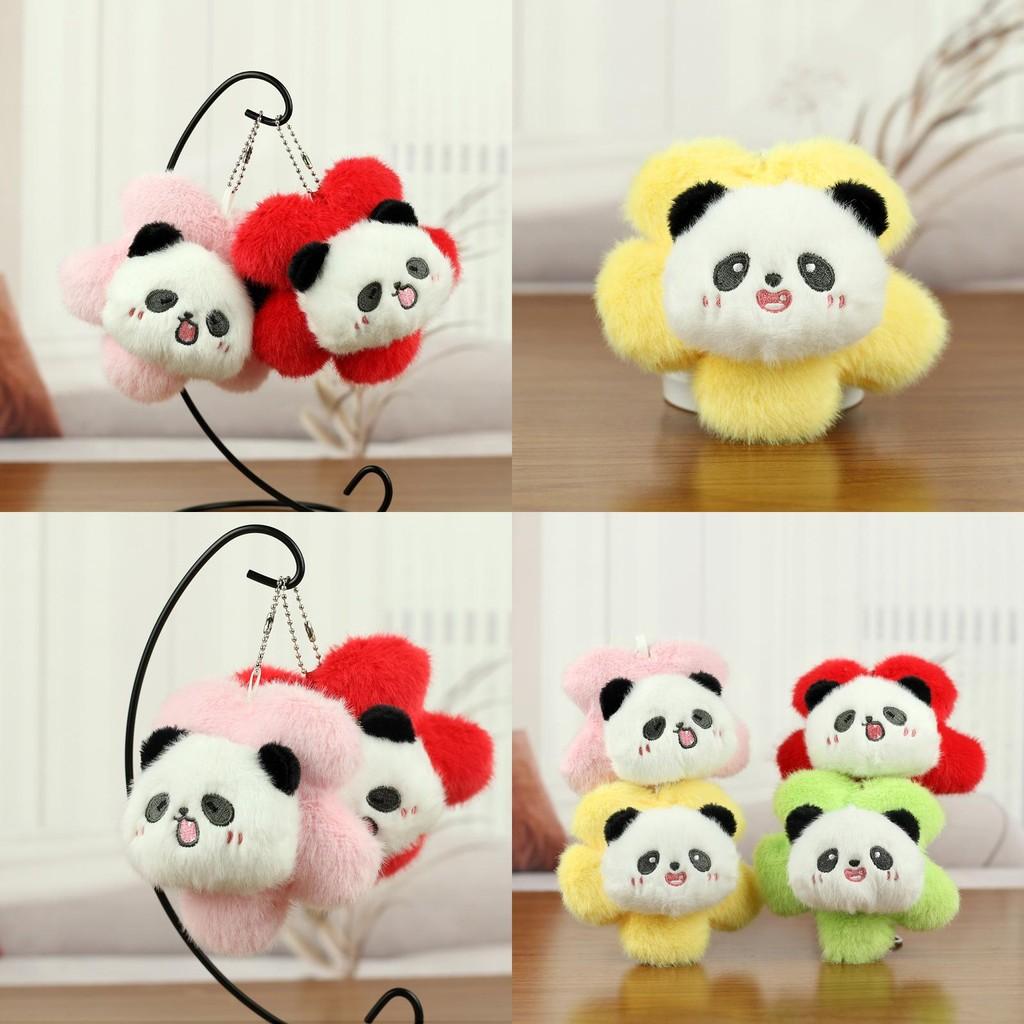 Cute Floral Panda Plush Pendant Ideal For Stylish Bag Charm Or Keyring Accessory