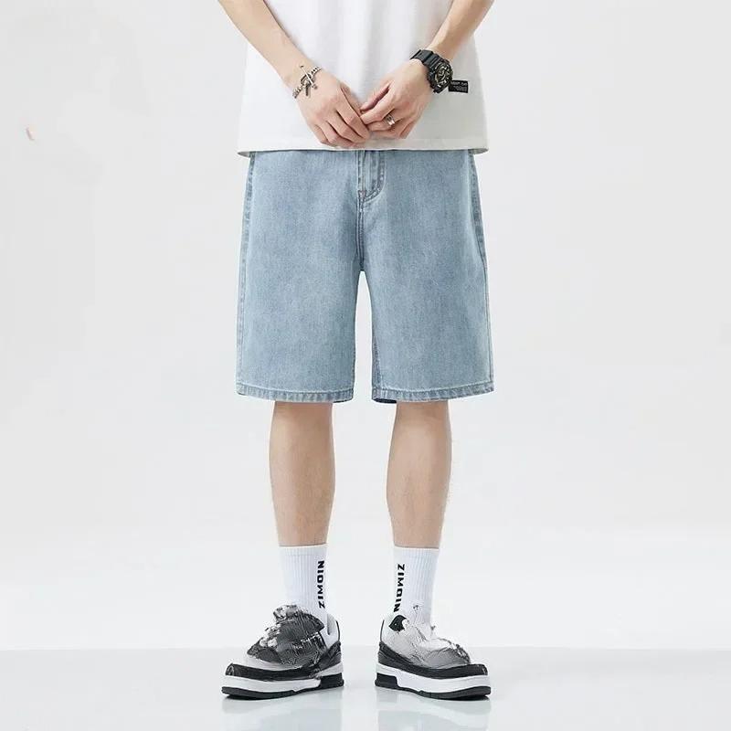 

Summer Classic Shorts Jeans Men Denim Pants Straight Stretch Casual Cool Thin Knee Length Blue Fashion Brand Daily Trousers M