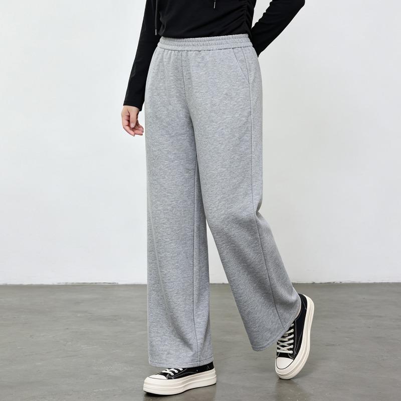 Plus Size Women Elastic High Waist Loose Straight Wide Leg Casual Pants