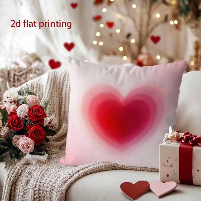 Heart-Shaped Gradient Design Pillow for Cozy Decor Pattern Cushion Cover Suitable for Sofa Bedroom Car Pillow Cover