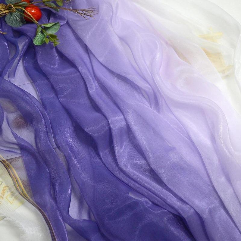 3/5/10m Multicolor Gradient Silk-Crepe Chiffon Fabric for Handmade DIY Sewing Hanfu Apparel Making Wedding Decoration