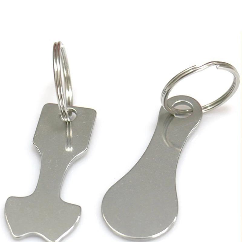 Metal Key Ring Shopping Cart Tokens Stainless Steel Keyring Keychain Shopping Cart Token Coins Protable Unlock Release Key