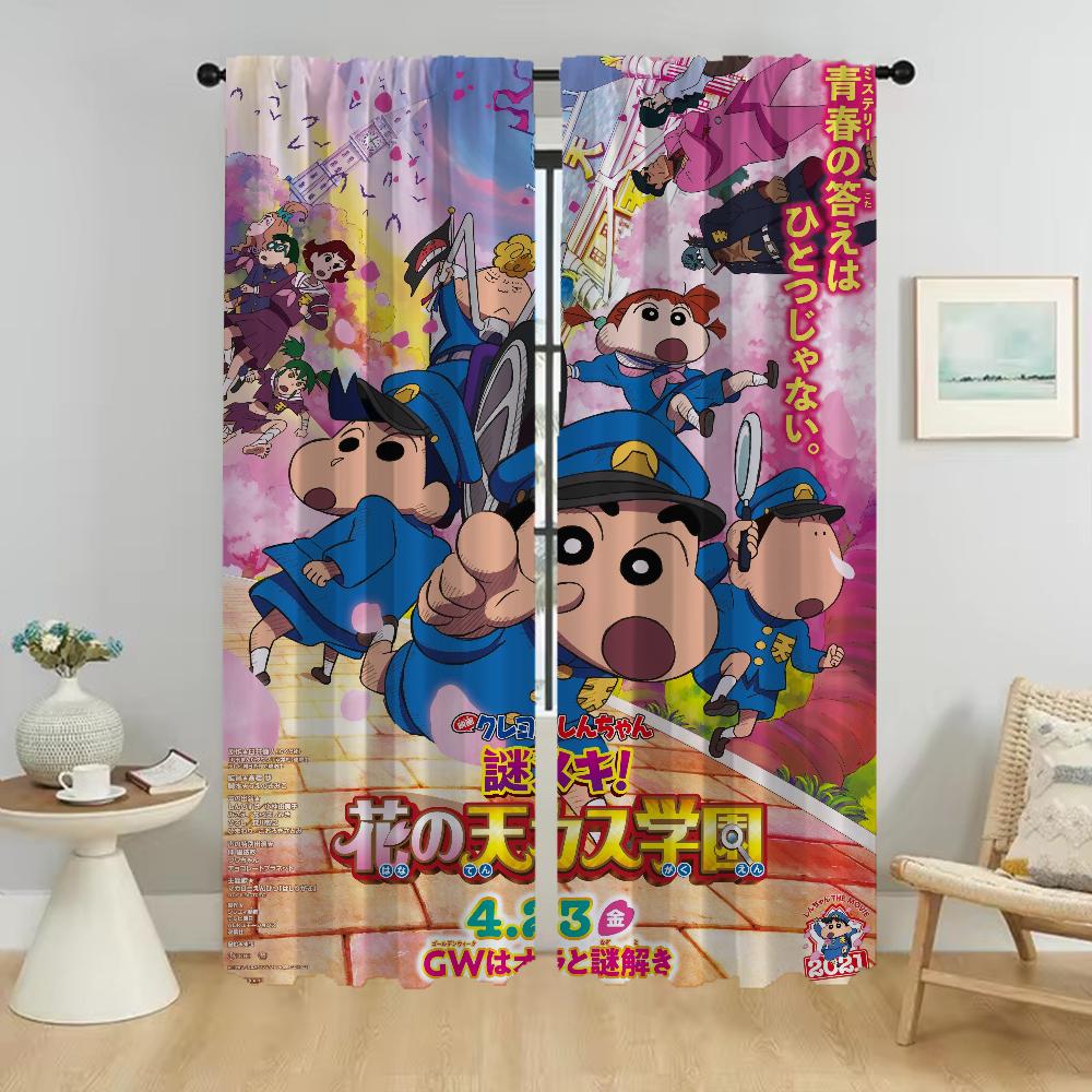 Crayon Curtains for Living Room Curtain Partition Shades Home Interior Curtains 2 Pieces Halloween Decoration Tulle for Bedroom