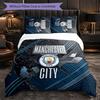 Set Lenzuola Manchester City Modello 3 Pezzi Morbida Copripiumino in Microfibra con Federe per Camera da Letto
