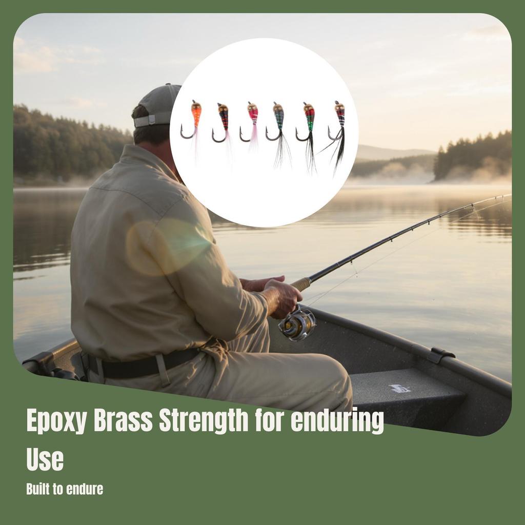 6pcs Brass Bead Head Epoxy Nymph Fast Sinking Fly Fishing Trout
