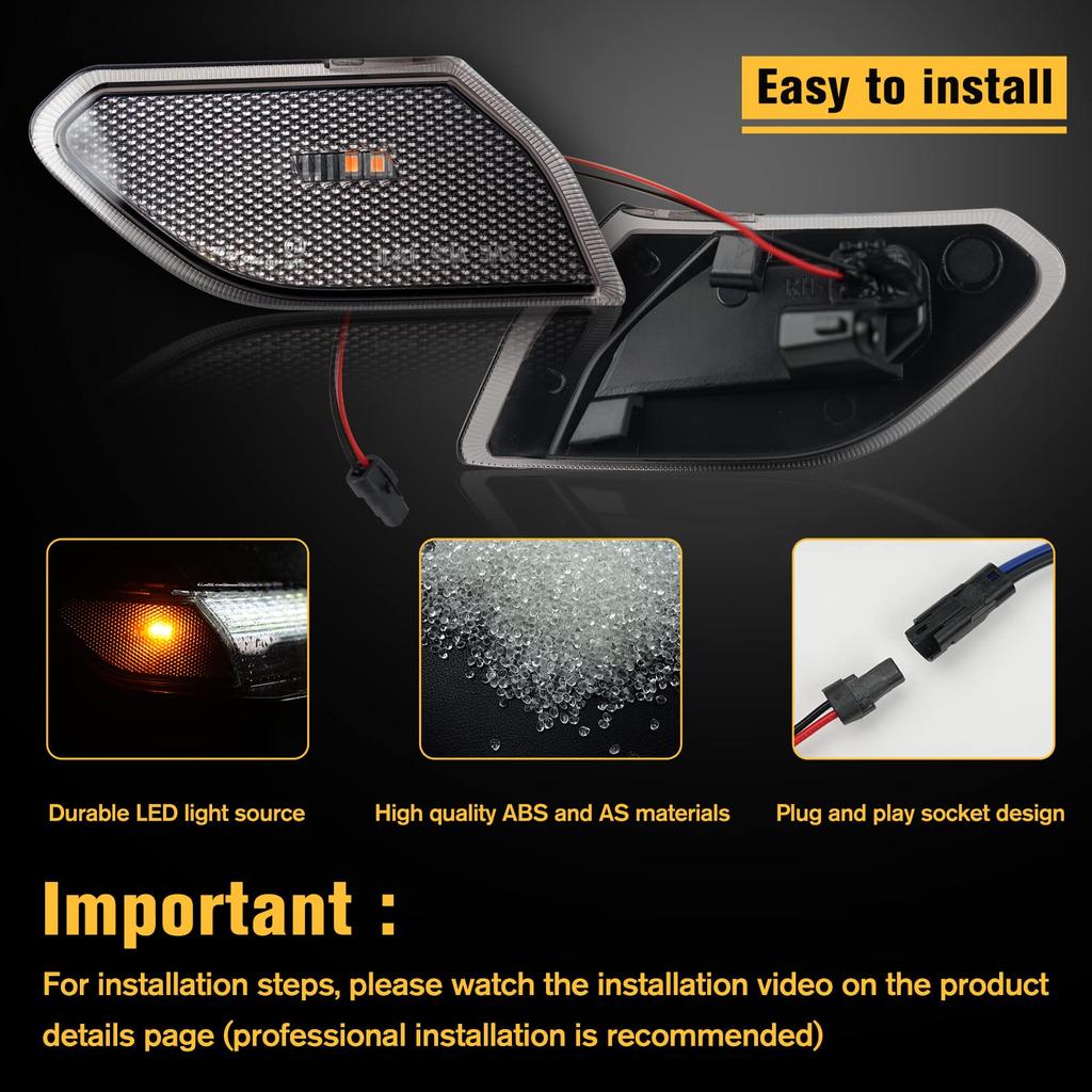 LitMiRaCle LED Seitenmarkierungsleuchte mit Rauchglas für Jeep Wrangler JL & Gladiator JT