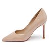 Augustine nude high heels women's 2025 new spring and summer French pointed thin heels commuter professional light mouth single shoes