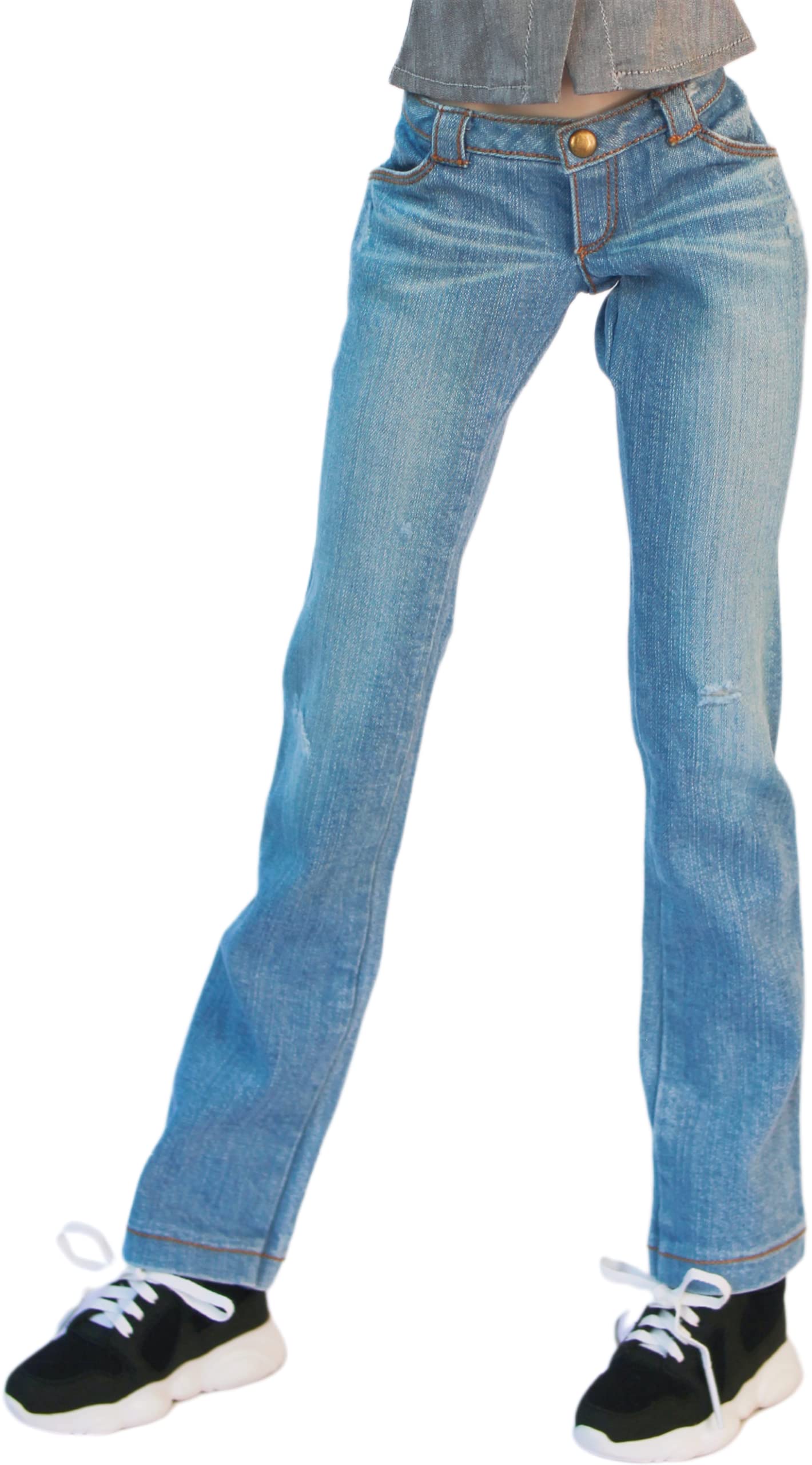 

[Petite Marie] 13 DD Compatible Okayama Processed Distressed Straight Jeans Light Blue KOJIMA Processed Distressed Low-Rise Jeans Stretch Denim