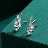 Ada Jewelry Women's Trendy S925 Sterling Silver Hockey Design Stud Earrings with Zircons