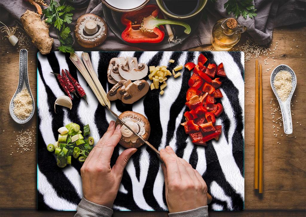 Szklana Płyta Deska Do Krojenia 52X40 Zebra