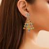 2Pc New Fashion Christmas Tree Colorful Earrings Women's Christmas New Year Party Festival Premium Pearl Earrings Jewelry
