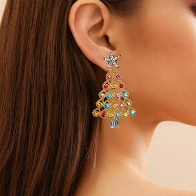 2Pc New Fashion Christmas Tree Colorful Earrings Women's Christmas New Year Party Festival Premium Pearl Earrings Jewelry