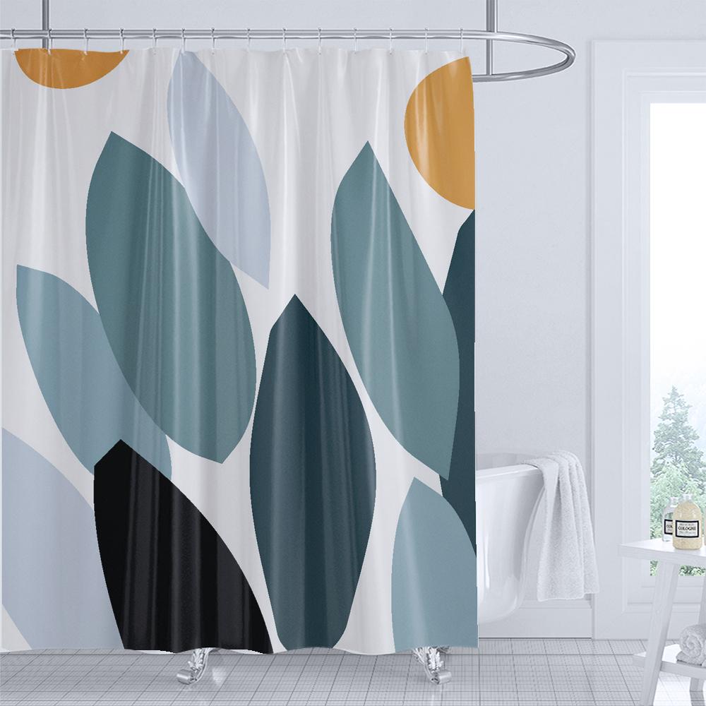 Bathroom Abstract Bohemian Shower Curtain Medieval Minimalist Art Leaves Polyester Fabric Shower Curtain 180X180Cm With Hooks