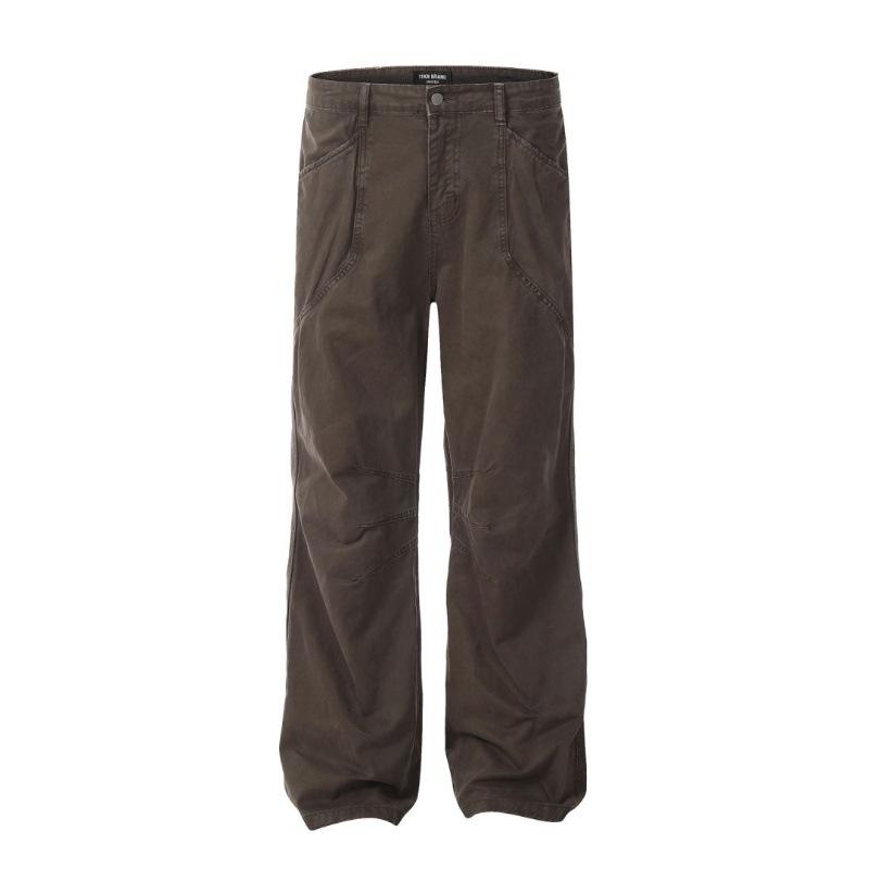 Work Pants for Men, Retro Washed Straight Leg Jeans, Slightly Flared