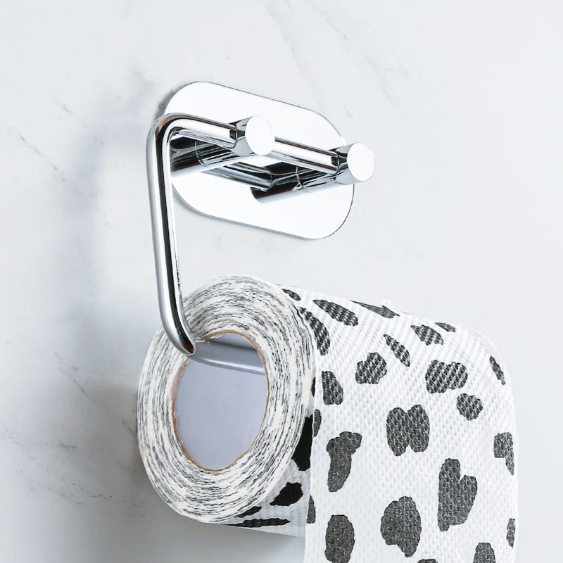 Stainless Steel Self Adhesive Toilet Paper Holder No Drilll Wc Wall Tissue Storage Bathroom Accessories Organization