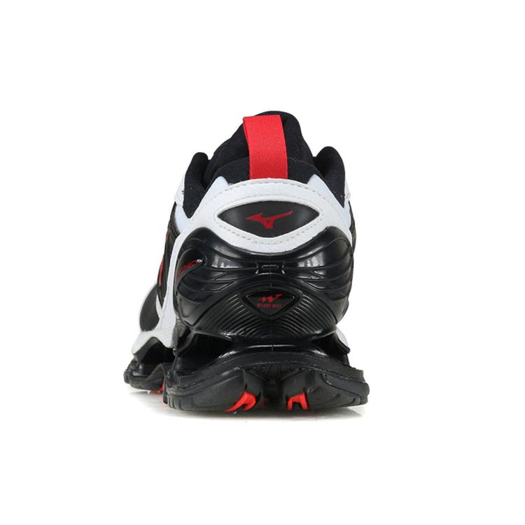 Mizuno Icon Textile, Leather Slip Resistant, Abrasion Resistant, Breathable Low top Running Shoes Men's Black White Red D1GA212209