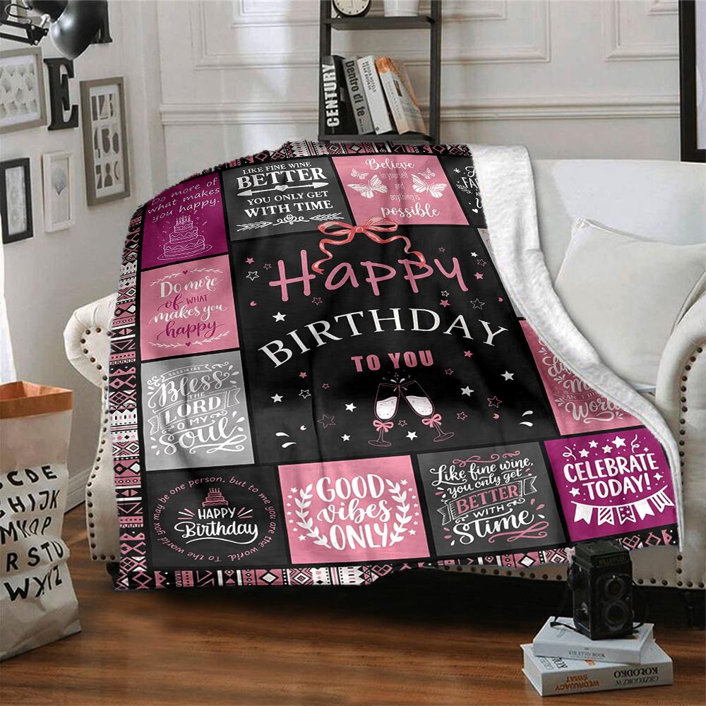 Happy Birthday Celebration Multi-purpose Blanket Comfortable ure Suitable for Sofa Couch Office Bed Seasons Universal Warmthful Friends Y32