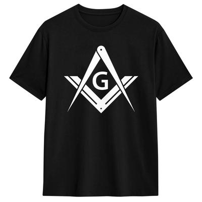 Équerre et Compas Maçonnique Blanc Maçonne T-shirts Homme T-shirts Drôles Manches Courtes Col Rond 100% Coton Vêtements Originaux