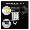LED Off-Road Lights Square 16-LED Work Lights | 5-in-1 Function | IP67 Waterproof | 12V Aluminium Headlights 2-Pack