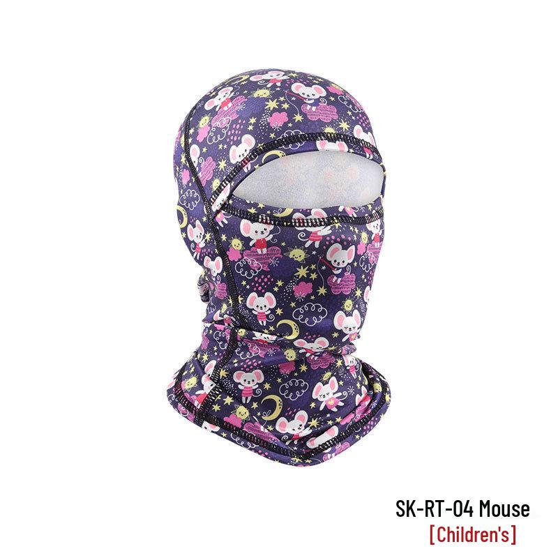 Winter Parent-Child Ski Mask with Windproof Neck Protection, Lined Hood, and Integrated Cycling Headwear