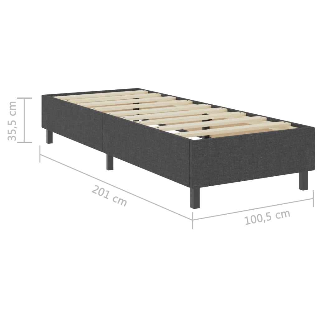 Box Spring Bed Frame Gray Fabric 100 x 200 cm