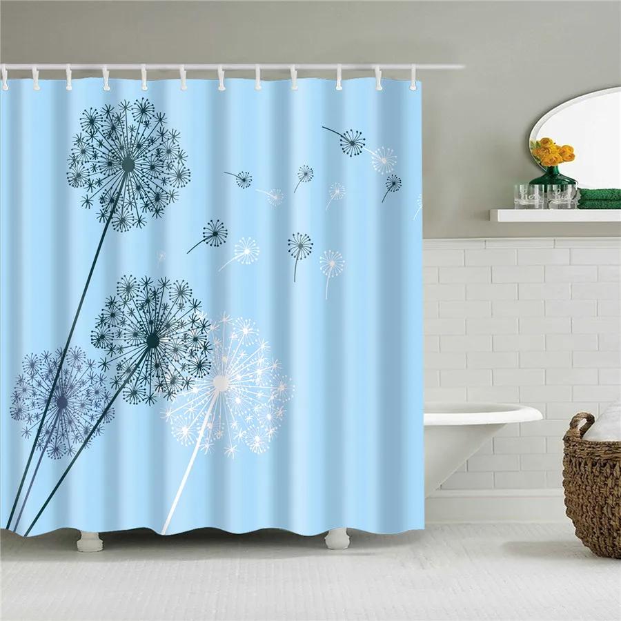 Flower Dandelion Red Rose Small Fresh Shower Curtains Bathroom Curtain Set Frabic Waterproof Polyester Bathroom Decor With Hooks