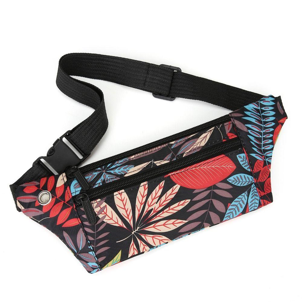 Practical Wear-resistant Running Waist Bag 3 Layers Lightsome Fanny Pack Nylon Headphone Cable Hole Crossbody Bag Outdoor