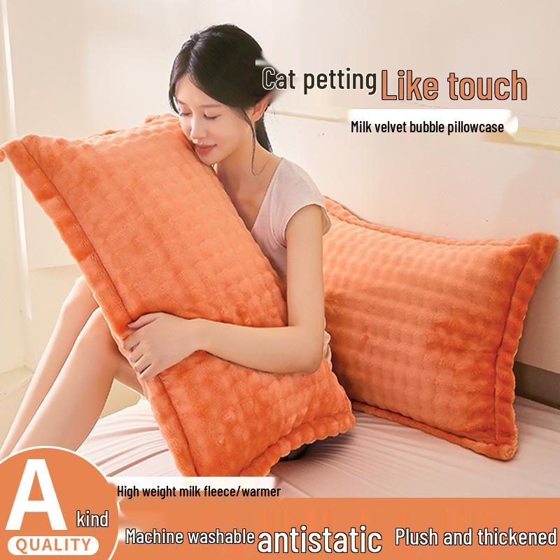 

Набор из 2 толстых бархатных фланелевых наволочек - Зимний коралловый флис, Односпальный или Двуспальный размер 48*74cm Pair of Pillowcases