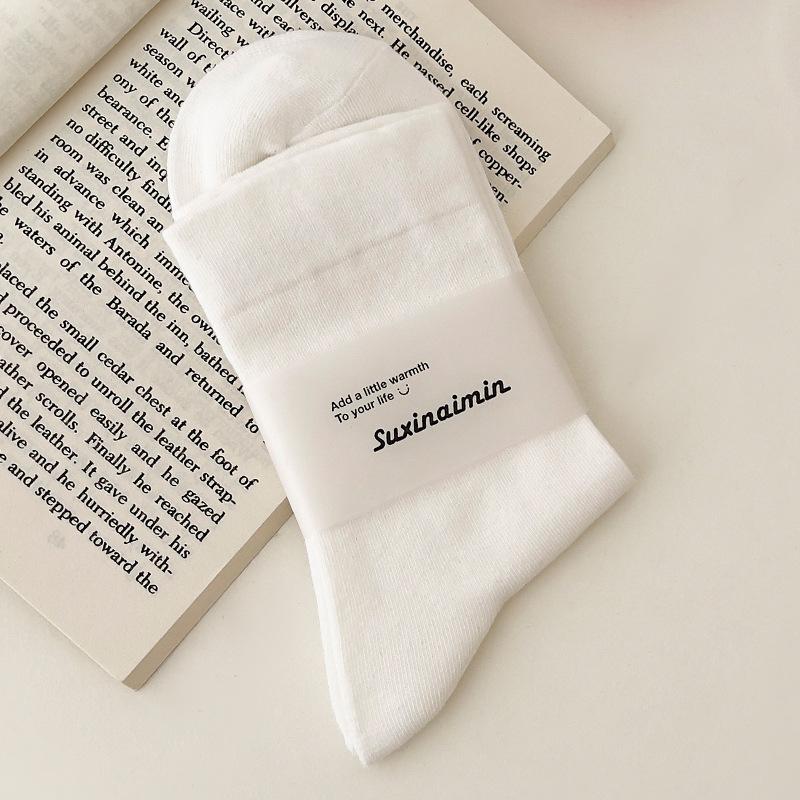 

Women Comfort Socks Solid-Color Girls Socks Solid Color Cotton Socks Gentle For Fall Spring Winter One Size білий