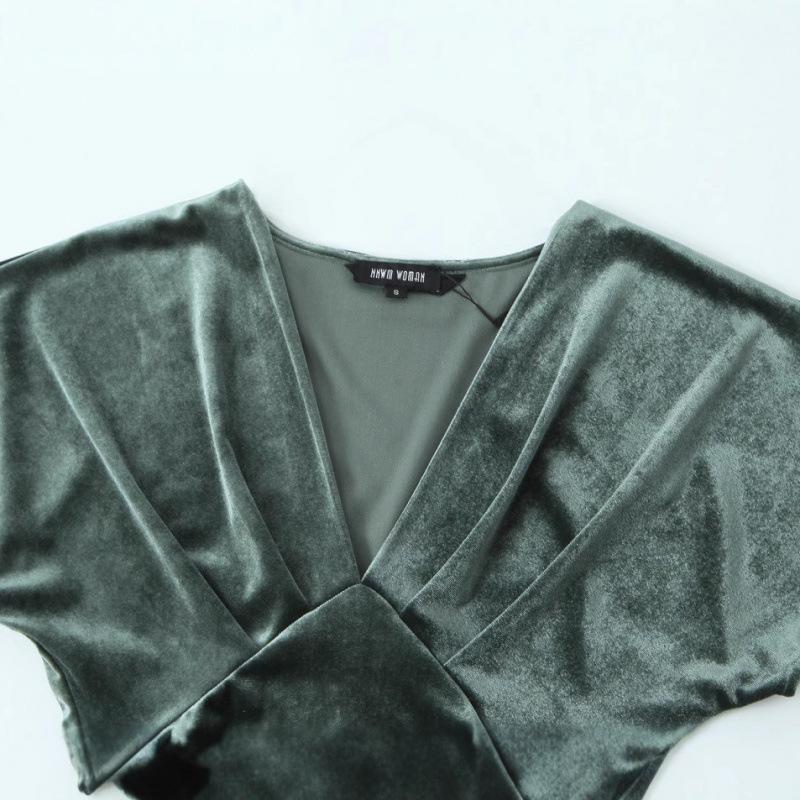 Autumn Velvet Midi Dress for Women - European & American Style Fashion