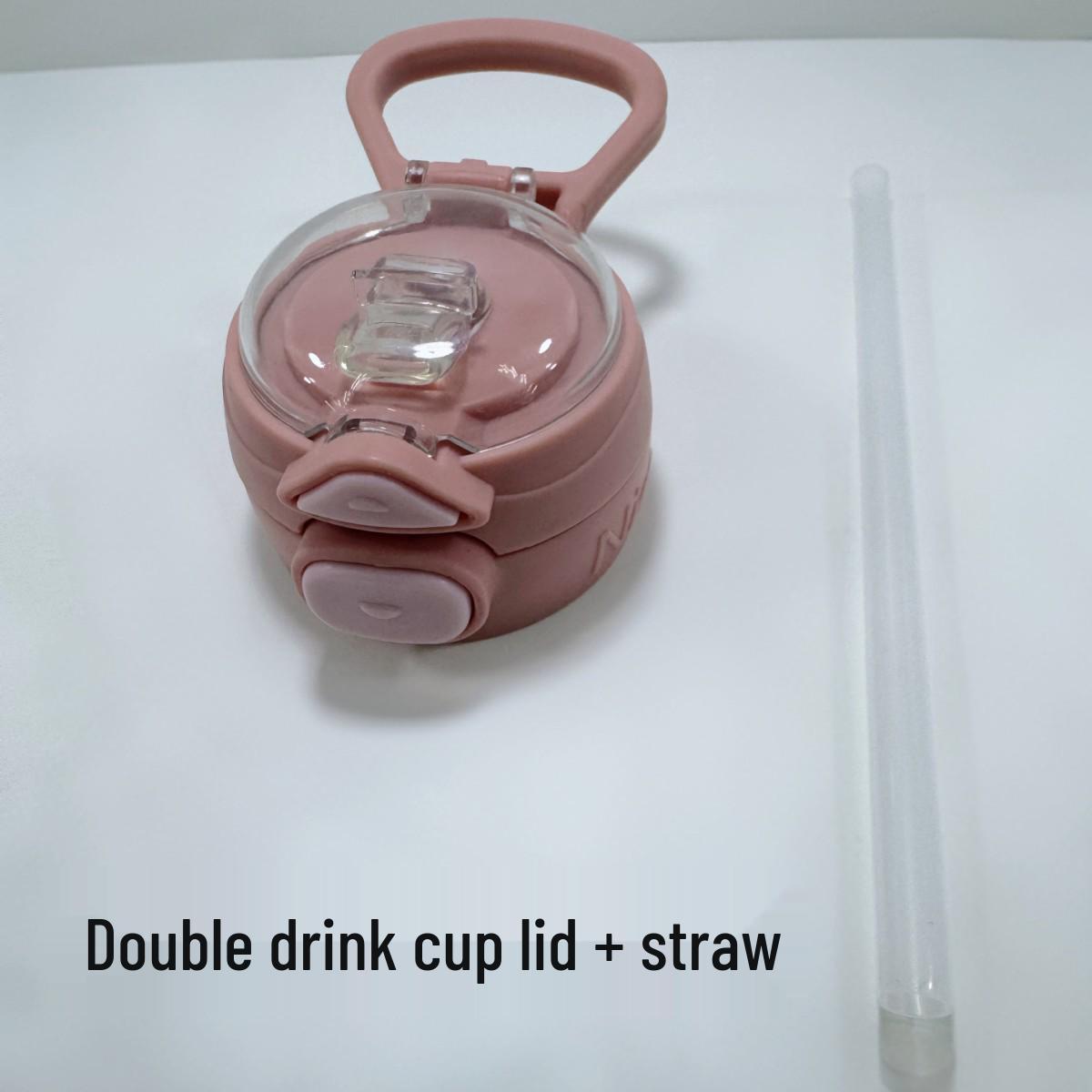 Прочный, Портативный Стакан с Двойной Соломинкой и Ручкой для Студентов и Детей – Пищевой Пластик, Ударопрочный 650ML