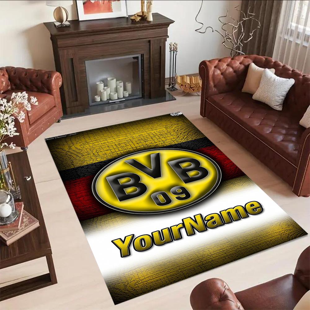 Borussia Dortmund Benutzerdefinierter Namens Teppich Design für Arbeitszimmer Spielzimmer Schlafsaal Spielzimmer Rutschfester Teppich Büro Heimdekoration