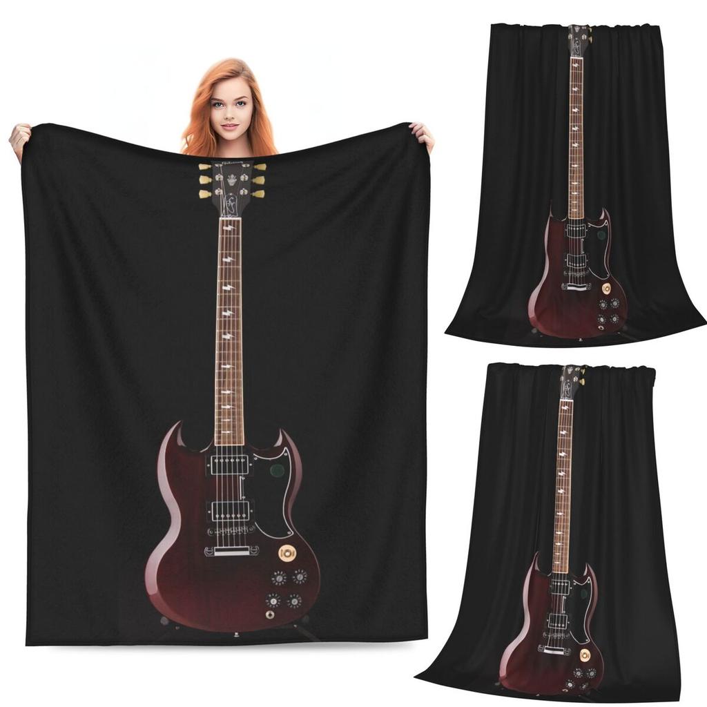 Electric Guitar 3D Classical Guitar Blanket Soft Warm Flannel Throw Blanket Bedding for Bed Living room Picnic Travel Home Couch