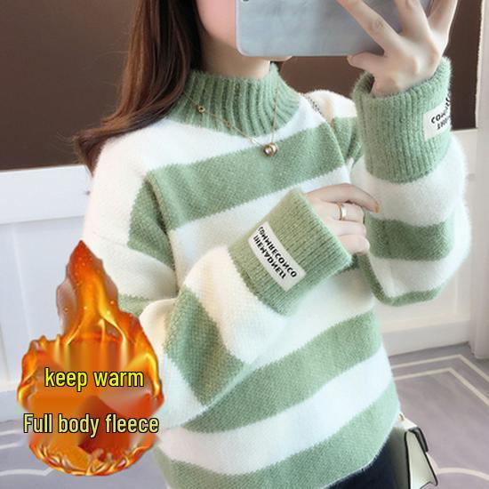 Damen Pullover aus Nerz-Kaschmir-Fleece mit halbem Stehkragen, lockere Passform, Herbst/Winter 2025.