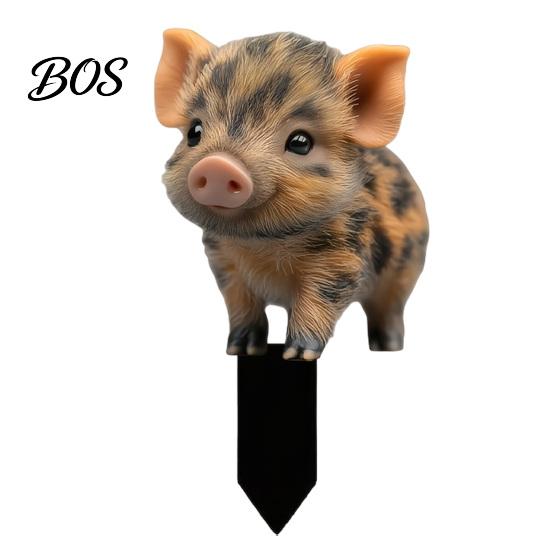 Cute Pig Garden Decoration Piggy Stake, 2D Acrylic Piglet Yard Art Planter Waterproof Outdoor Animal for Lawn Flower Bed Stake A