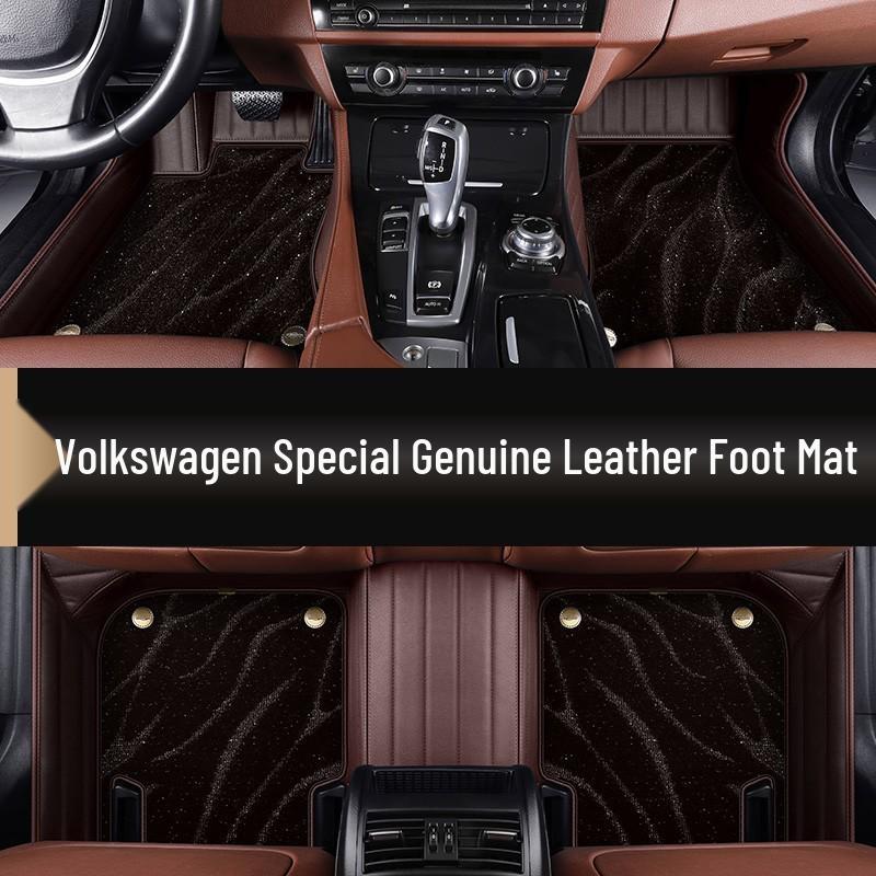 Genuine Leather Full Surround Car Floor Mats for 22 Volkswagen Models: Magotan, Tiguan L, Teramont X, and Passat