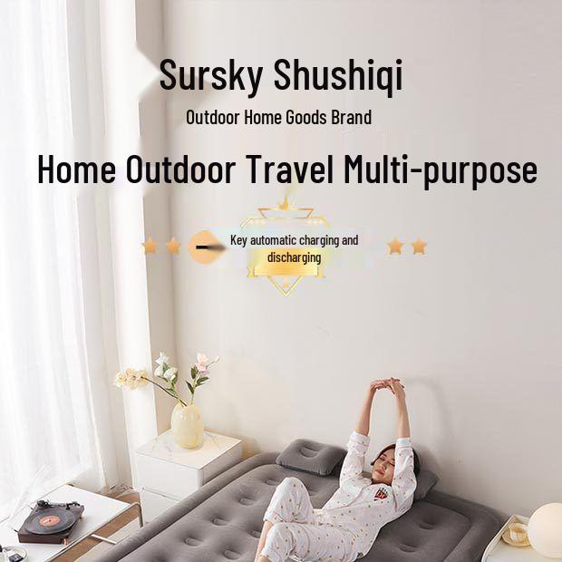Portable Double Air Mattress: Automatic Inflatable Bed for Outdoor Camping and Travel