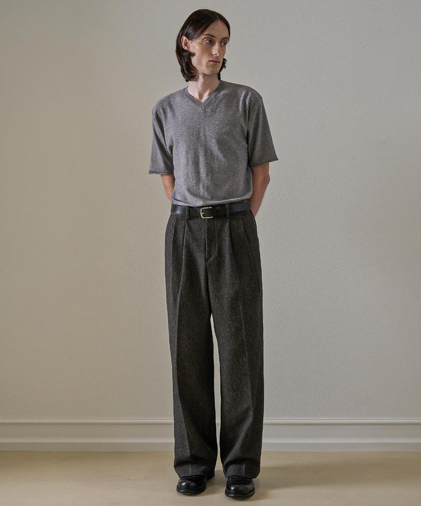 TRIP LE SENS Motion Double-Pleat Wide Slacks_Melan Gray