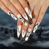 Wearing Nail Art Halloween Frosted Skull Head Spider Web Rhinestones Wearable Stickers Press On Nails