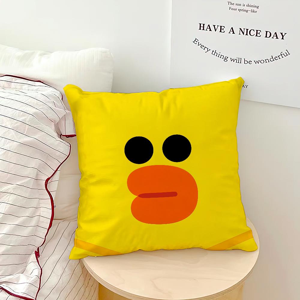 Cute Cartoon Art Duck L-line F-friends S-Sally Cushion Cover Soft Pillow Case for Sofa Living Room Home Decor Protective Covers