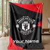 Coperta in Flanella Personalizzata con Nome Testo Manchester United Logo Calcio Plaid in Pile Personalizzato Regalo Speciale per Divano Camera da Letto Casa