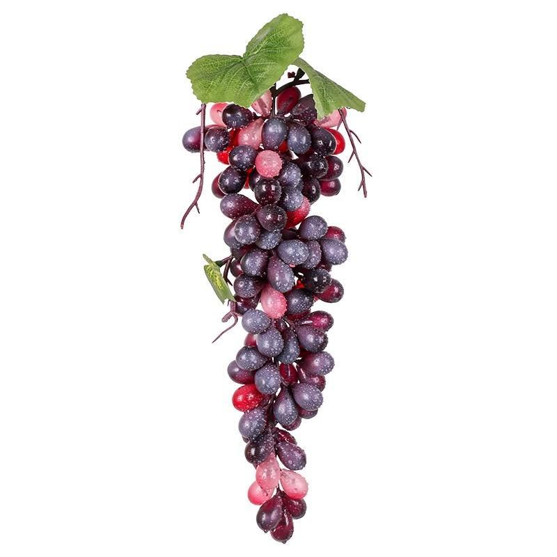 1Pcs Realistic Plastic Artificial Grapes Bunches Simulation Fake Fruit with Leaves for Vintage Home Decor Party Table Display