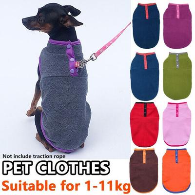 Haustierkleidung Herbst/Winter, leichtes Polarfleece für kleine und mittelgroße Hunde, lässiger Pullover, warm, dick, offener Knopf, Kleidung für Welpen und Katzen