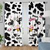 Cute Cow Print Curtains Polyester Fabric Suitable Bedroom Living Room Decoration Curtain Machine Washable Ideal For Area