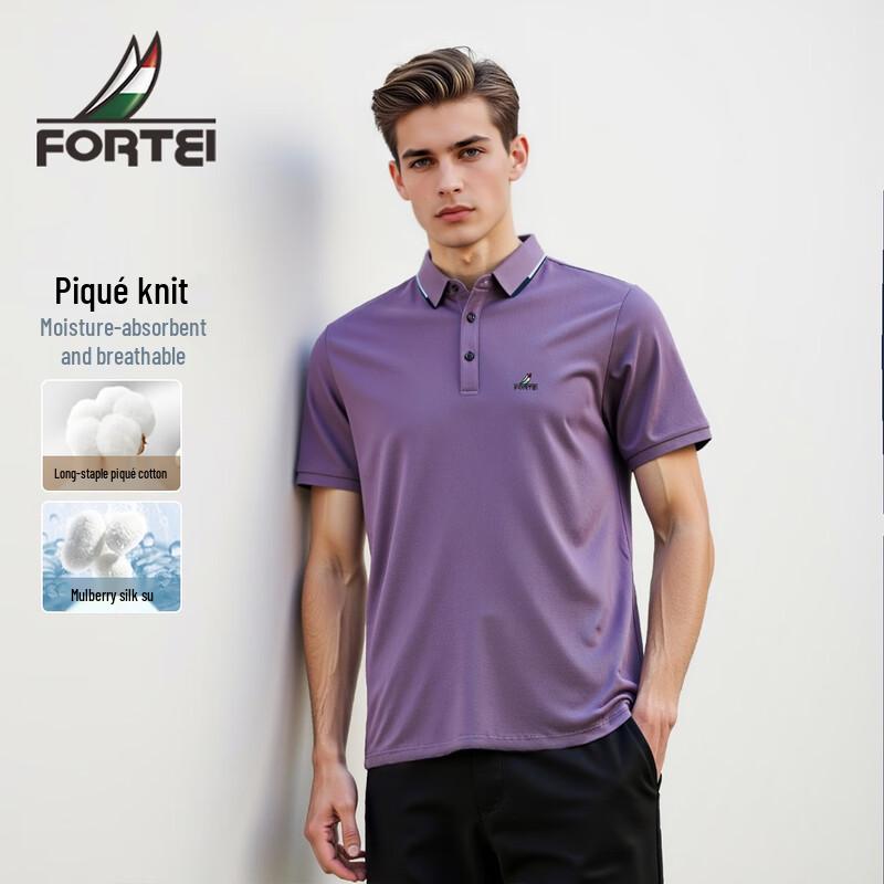 FORTEI Men s Silk-Blend Pique Polo Shirt 3XL