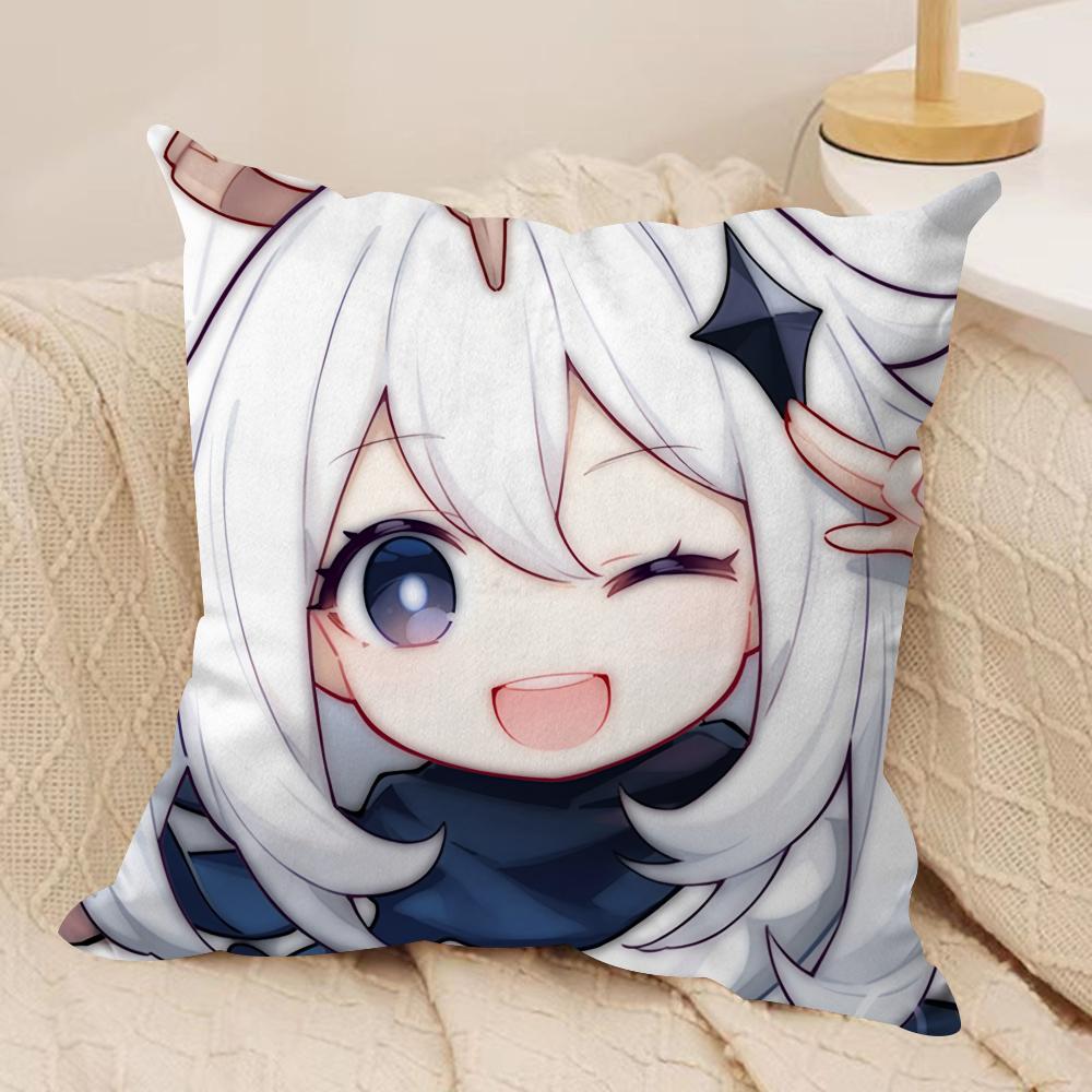 Paimon Cute Genshin Impact Cushion Cover Silky Short Plush Invisible Zipper Dustproof Sofa Pillow Case For Home Decor