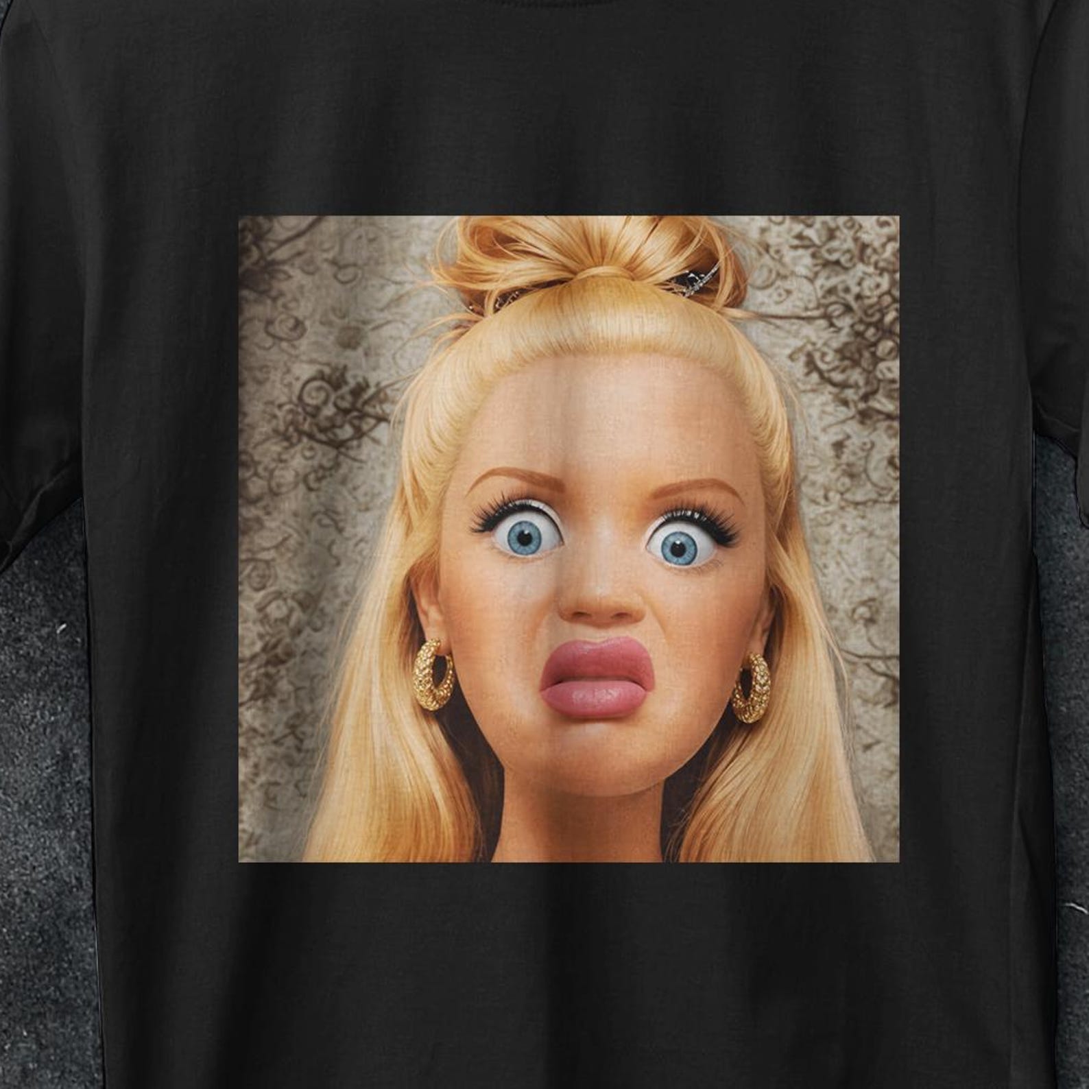 Face meme shirt, Shocked Doll Funny, Offensive Weird Shirt, sarcastic shirt, Shocked Doll, gift, Disgusted Doll, Funny Joke Tee, crazy shirt S