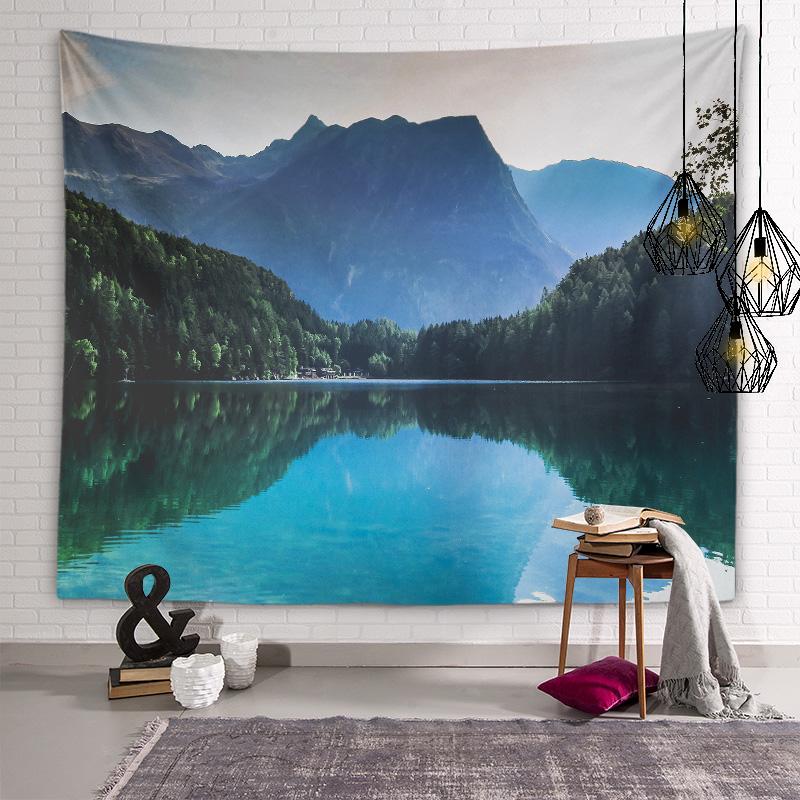 Tapestry of natural beauty Lake boat background wall art tapestry Dormitory room aesthetic decoration Bedroom home decoration
