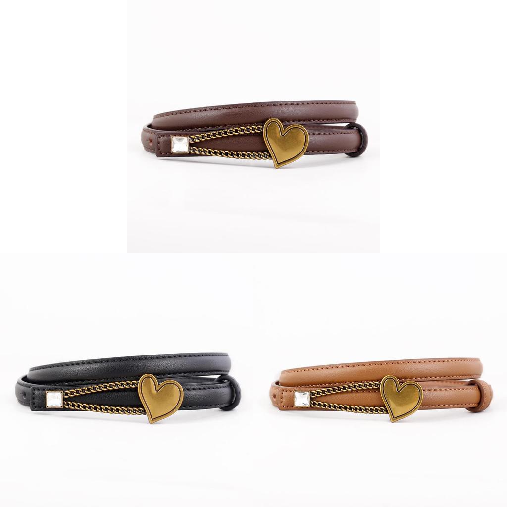 Womens Leather Belt With Heart Chain For Casual And Office Wear